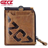 GZCZ Wallet Men Coin Pocket Purse Men's Genuine Leather Walet Male Purse Zipper Vallet