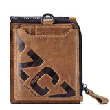 GZCZ Wallet Men Coin Pocket Purse Men's Genuine Leather Walet Male Purse Zipper Vallet