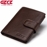 GZCZ Genuine Leather Men Wallet Large Capacity Coin Purse Money Bag Luxury Brand Small Walet