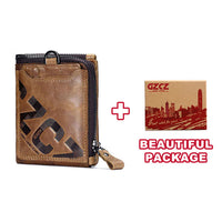 GZCZ Genuine Leather Men Wallet Fashion Coin Purse Card Holder Small Wallet Men Portomonee Male Clutch Zipper Clamp For Money