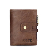 GZCZ Wallet Men Genuine Leather Men Walet Card Holder Coin Purse Small Valet