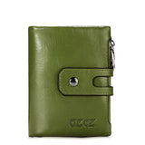 GZCZ Genuine Leather Women Wallet Double Zipper Coin Purse Business Woman