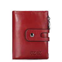 GZCZ Genuine Leather Women Wallet Double Zipper Coin Purse Business Woman