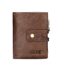 GZCZ Genuine Leather Women Wallet Double Zipper Coin Purse Business Woman