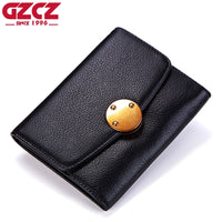 GZCZ Wallet Women Genuine Leather Portafoglio Donna Luxury Brand Ladies Mini Purse Fashion Walet