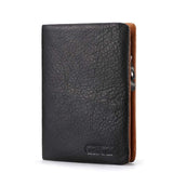 GZCZ Wallet Men Genuine Leather Man Walet Card Holder Portomonee Small Valet