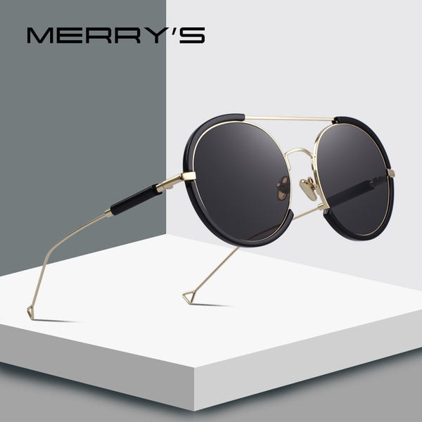 MERRYS DESIGN Women Fashion Round Sunglasses Twin-Beams Frame Sun Glasses Metal Temple