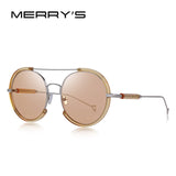 MERRYS DESIGN Women Fashion Round Sunglasses Twin-Beams Frame Sun Glasses Metal Temple