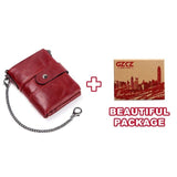 GZCZ 2019 Wallet Men Coin Purse Short Fashion Chain Zipper Men'S Genuine Leather Wallets