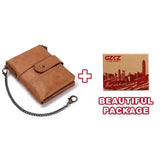 GZCZ 2019 Wallet Men Coin Purse Short Fashion Chain Zipper Men'S Genuine Leather Wallets