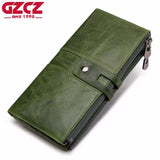 GZCZ 2019 New Wallet Female Long Women's Genuine Leather Wallets Zipper Poucht Coin Purse Cell Phone Pocket Money Bag Portomonee