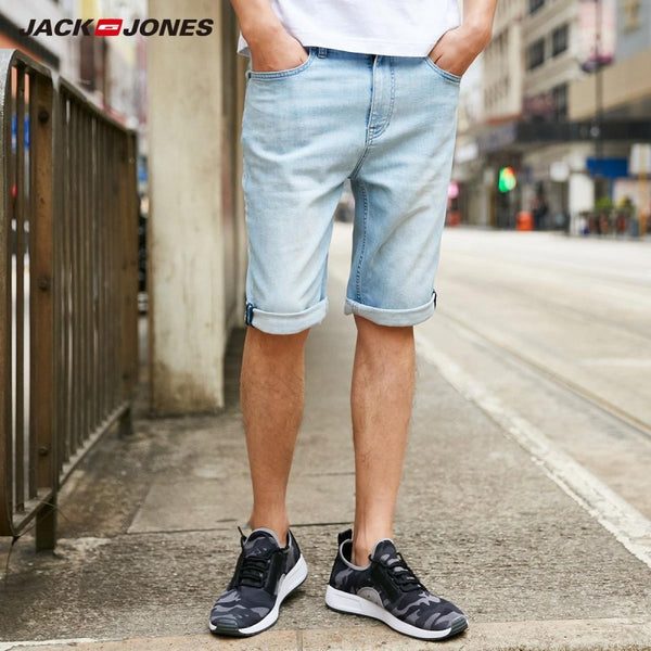 JackJones Men's Light Color Stretch Cotton Straight Fit Fading Denim Shorts | 2181S3506