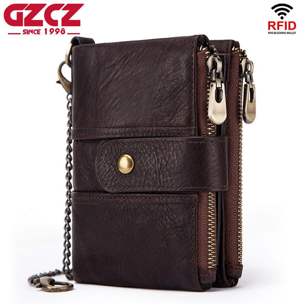 GZCZ HOT Brand Wallet Men Genuine Leather RFID Wallets Mini Coin Purse Short Male Clutch Walet Mens Small