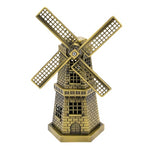 ERMAKOVA 18cm(7 Inch) Antique Bronze Dutch Windmill Model Metal Figurine Furnishing Article Holland Windmill Home Decor Ornament