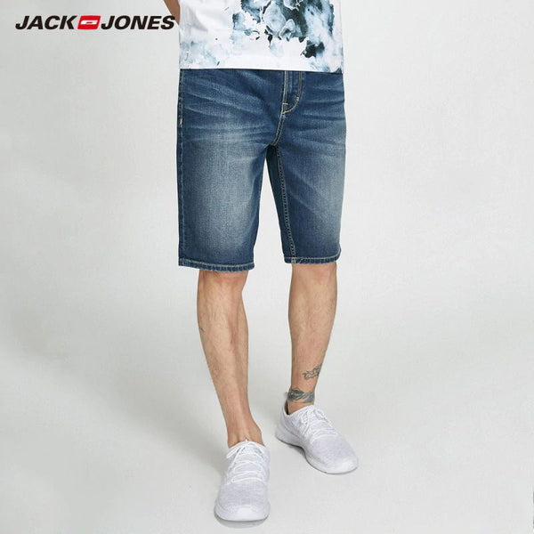 JackJones Men's Lycra-blend Light Color Slim Fit Knee-length Denim Shorts Menswear|218243516
