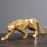 ERMAKOVA Leopard Statue Large Size Modern Abstract Geometric Style Resin Panther Sculpture Animal Figurine Home Office Decor