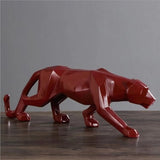 ERMAKOVA Leopard Statue Large Size Modern Abstract Geometric Style Resin Panther Sculpture Animal Figurine Home Office Decor