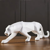 ERMAKOVA Leopard Statue Large Size Modern Abstract Geometric Style Resin Panther Sculpture Animal Figurine Home Office Decor