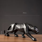 ERMAKOVA Leopard Statue Large Size Modern Abstract Geometric Style Resin Panther Sculpture Animal Figurine Home Office Decor