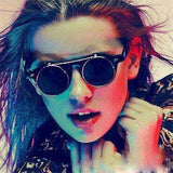 Higodoy Steampunk Round Frame Sunglasses Women