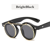 Higodoy Steampunk Round Frame Sunglasses Women