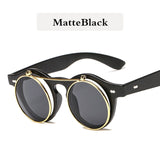 Higodoy Steampunk Round Frame Sunglasses Women