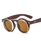 Higodoy Steampunk Round Frame Sunglasses Women