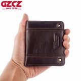 GZCZ New Thin Purse For Men Genuine Leather Men's Wallets RFID Male Wallet