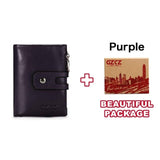 GZCZ Genuine Leather Men Wallet Fashion Short Coin Purse Small Male Purses Zipper Pocket Card