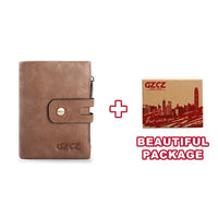 GZCZ Genuine Leather Men Wallet Fashion Short Coin Purse Small Male Purses Zipper Pocket Card