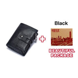 GZCZ Genuine Leather Men Wallet Fashion Short Coin Purse Small Male Purses Zipper Pocket Card