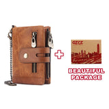GZCZ Men'S Genuine Leather Wallet High Quality Short Coin Purse Rfid Wallet