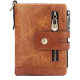 GZCZ Men'S Genuine Leather Wallet High Quality Short Coin Purse Rfid Wallet