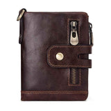 GZCZ Men'S Genuine Leather Wallet High Quality Short Coin Purse Rfid Wallet