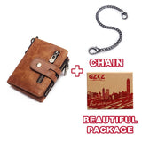 GZCZ Men'S Genuine Leather Wallet High Quality Short Coin Purse Rfid Wallet