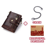 GZCZ Men'S Genuine Leather Wallet High Quality Short Coin Purse Rfid Wallet