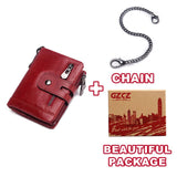 GZCZ Men'S Genuine Leather Wallet High Quality Short Coin Purse Rfid Wallet