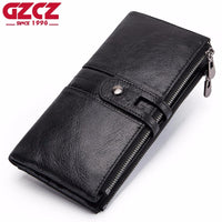 GZCZ 2019 New Genuine Leather Wallet Female Long Cell Phone Pocket Purse Fashion Hasp Zipper Poucht Women Wallet