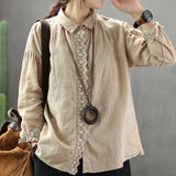Johnature 2019 New Style Cotton Linen Casual Fashion Long Sleeve Women Blouse turn-down Collar Loose Spring Female Blouse