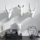 3D Animal Mural Home Decoration Accessories Furnishing Wood Resin Animal Head Hanging Pendant Bar Mural Deer Living Room Wall